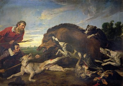 A caça ao javali, c.1640 de Frans Snyders or Snijders