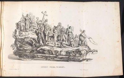 Terceiro carro alegórico na procissão de Saint Rombout, 1825 Terceiro Prael-waegen (título no objeto) de Frans Vervloet