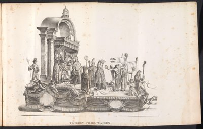 Segundo carro alegórico na procissão de São Rombout, 1825
Tweeden Prael-waegen (título sobre o objecto) de Frans Vervloet