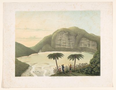 Cratera Lago Kawah Putih em Java Ocidental Kawa Patuha (título no objeto) Atlas para trabalhar Java (título da série no objeto) Atlas de placas contendo onze vistas pitorescas, pertencentes à obra Java, sua forma, sua vegetação e construção interna (s de Frans Wilhelm Junghuhn