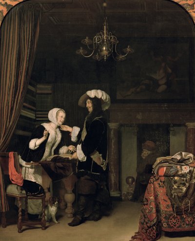 Cavalier na loja de Frans van Mieris the Elder