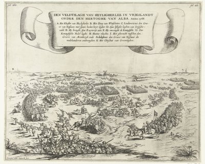 Batalha de Heiligerlee, 1568 A batalha de Heyligherlee em Vrieslandt sob o duque de Alba. Anno 1568 (título no objeto) de Frans van den Wijngaerde