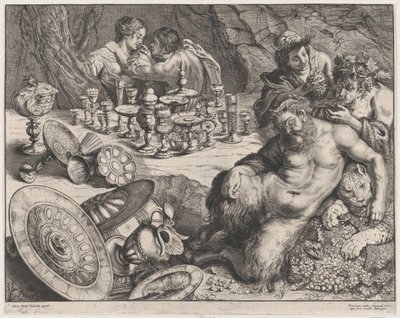 Baco e Sileno bêbado, 1640-60. de Frans van den Wyngaerde