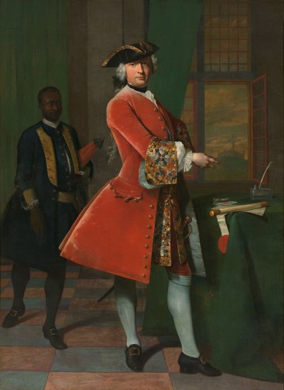 Retrato de Jan Pranger e de um Servo Escravizado de Frans van der Mijn