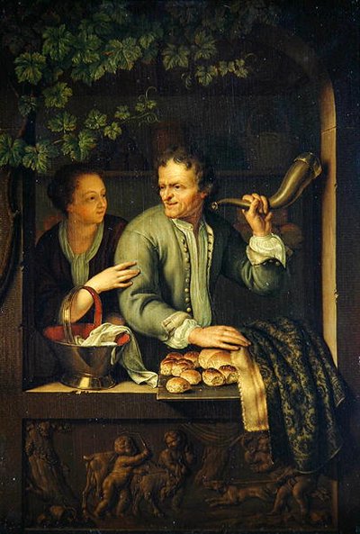 O Baker (óleo sobre carvalho) de Frans van the Younger Mieris