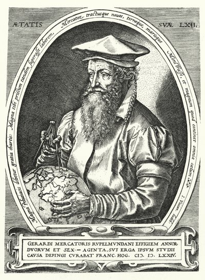 Gerardus Mercator, cartógrafo, geógrafo e cosmógrafo flamengo (gravura) de Franz (after) Hogenberg