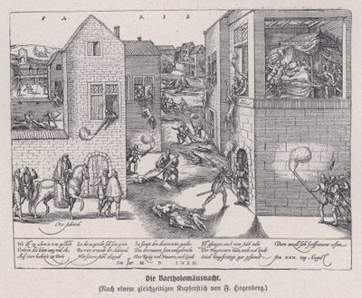 O massacre do dia de São Bartolomeu, Paris, França de Franz (after) Hogenberg
