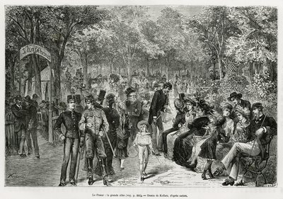 O Prater: o grande passadiço. Gravura de Kollarz, para ilustrar a história Viena e seus subúrbios, de M. Newlinski, em 1881, publicada no Tour du monde, sob a direção de Edouard Charton (1807-1890) de Franz (after) Kollarz