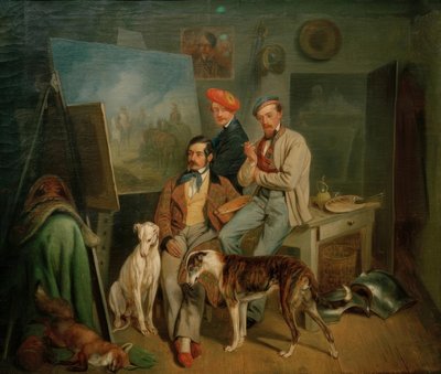 Os irmãos Benno, Franz e Eugen Adam no estúdio de Franz Adam