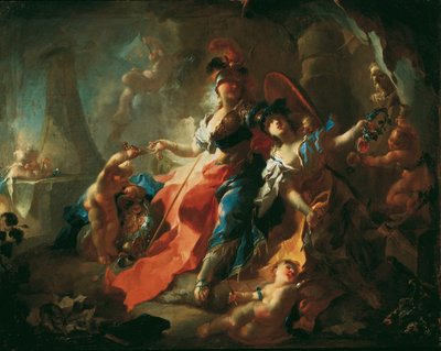 A Academia com os seus atributos aos pés da Minerva de Franz Anton Maulbertsch