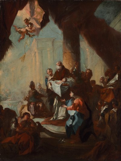 Estudo para "A Apresentação de Cristo no Templo" (para Saint Ulrich, Viena), c.1750 (óleo sobre tela) de Franz Anton Maulbertsch