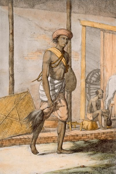 Noivo, de "Os hindus, ou a descrição de suas maneiras, trajes e cerimônias", c.1808-12 (gravura colorida) de Franz Balthazar Solvyns