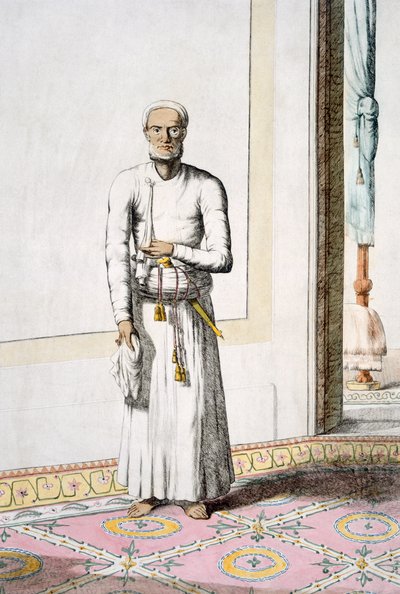 Servo-chefe, de "Os hindus, ou a descrição de suas maneiras, trajes e cerimônias", c.1808-12 (gravura colorida) de Franz Balthazar Solvyns
