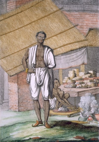&39;Houalouays&39;, para fazer ou pastelaria cozinhar, de &39;Os Hindus ou a descrição de seus costumes e cerimônias&39;, pub. 1808-12 (gravura colorida) de Franz Balthazar Solvyns