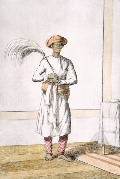 Whisk portador, de "The Hindus, ou a descrição de suas maneiras, trajes e cerimônias", c.1808-12 (gravura colorida) de Franz Balthazar Solvyns