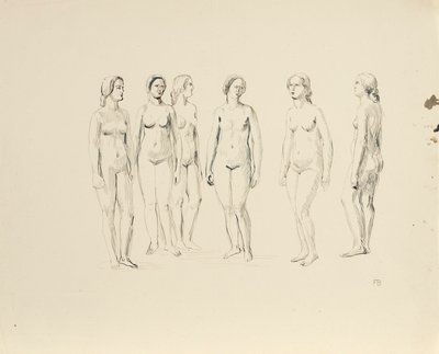 Seis nus femininos de Franz Barwig d. Ä.