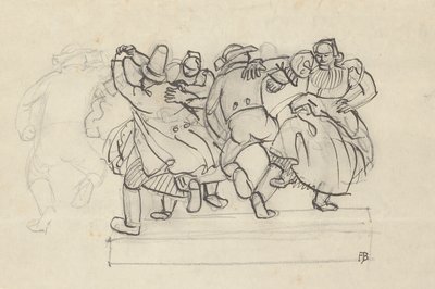 Estude para um alívio com camponeses dançantes de Franz Barwig d. Ä.