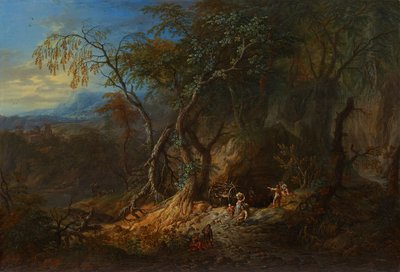 Paisagem florestal com vista aberta à esquerda de Franz Christoph Janneck
