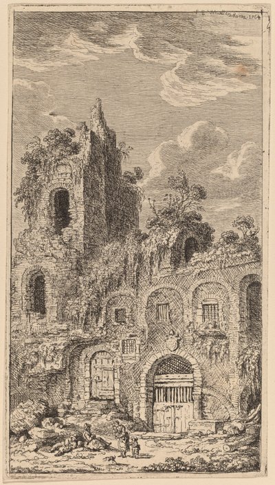 Fragmento da muralha da cidade velha em San Giovanni Laterano de Franz Edmund Weirotter