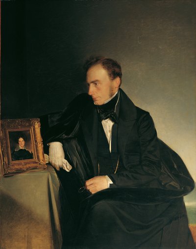O pintor Franz Wipplinger, contemplando o retrato em miniatura da sua irmã falecida. de Franz Eybl