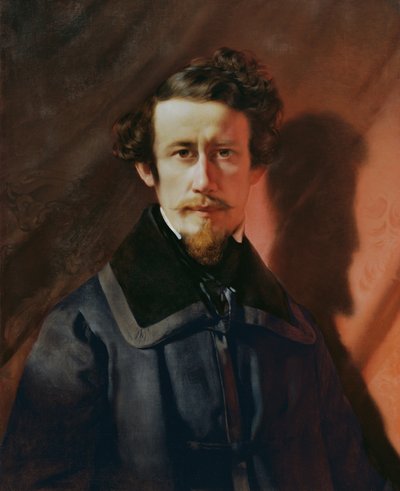 Auto-retrato em um fundo vermelho de Franz Eybl