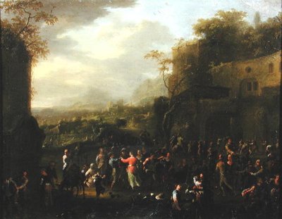 A Dança de Casamento (óleo sobre painel) de Franz Ferg
