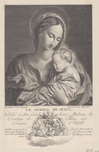 Virgem e Menino, com o Menino Jesus dormindo em seus braços Le Soleil de Jesus, 1743-1807. de Franz Gabriel Fiessinger