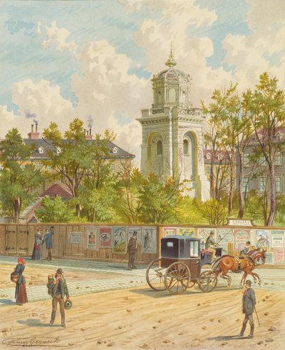 Währinger Straße, em Viena (com a torre do Gasoduto Ferdinands) de Franz Gerasch