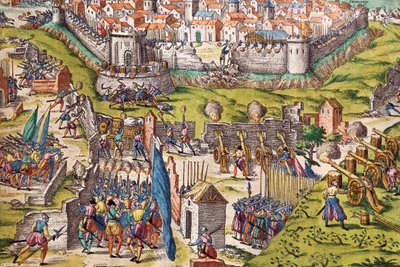 Exército de Conde sitiando Chartres, março de 1568, gravura de Franz Hogenberg (1535-1590), França de Franz Hogenberg