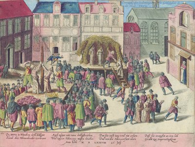 Execução em Bruges pela queima de três frades para a sodomia, 28 de junho de 1578 de Franz Hogenberg