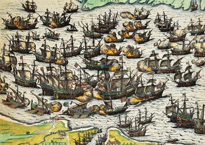 Armada invencível, gravura de Franz Hogenberg (1535-1590), Espanha de Franz Hogenberg