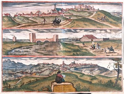 Los Palacios y Villafranca - Alcântara - Cabecas, Espanha (gravura de Franz Hogenberg