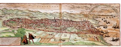 Mapa de Barcelona - Espanha (gravura de Franz Hogenberg