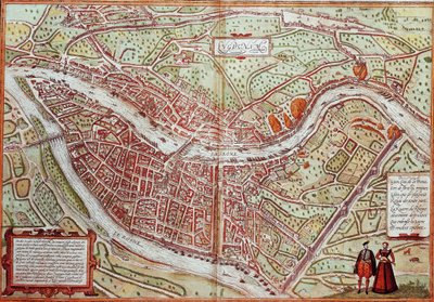 Mapa de Lyon - França (gravura de Franz Hogenberg