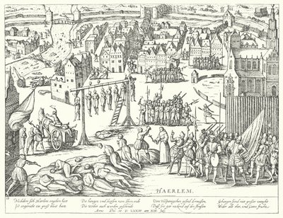 Execuções em massa realizadas pelos espanhóis em Haarlem, Holanda, 1573 de Franz Hogenberg