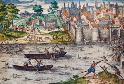 Massacres de Tours, Julho 1562 durante Guerras de Religião contra Huguenotes, gravura de Franz Hogenberg (1535-1590), França de Franz Hogenberg