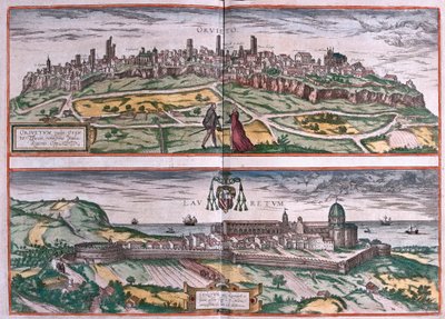 Orvieto e Santuário de Loreto, Itália (gravura de Franz Hogenberg