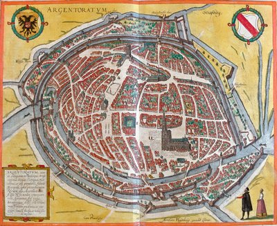 Plan de Strasbourg (Argentoratum), França (gravura de Franz Hogenberg