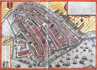 Plan of Amsterdam (Amstelredamum), Holanda (gravura) de Franz Hogenberg