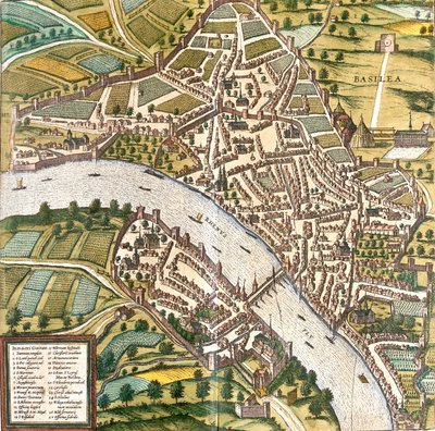 Plano de Bale (Basilea), Suíça (gravura de Franz Hogenberg