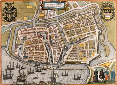 Plano de Emden (Emuda), Alemanha (gravura de Franz Hogenberg