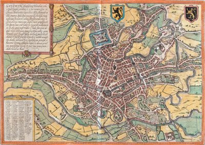Plano de Gand (Gandauum), Bélgica (gravura de Franz Hogenberg