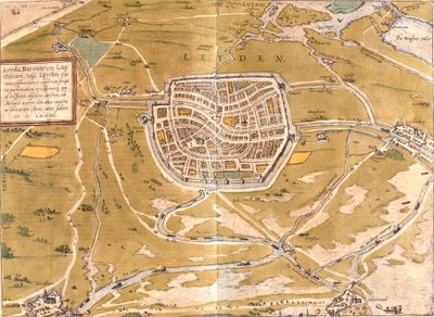 Plano de Leiden (Leyden), Holanda (gravura de Franz Hogenberg