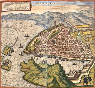 Plano de Marselha, Fance (gravura de Franz Hogenberg