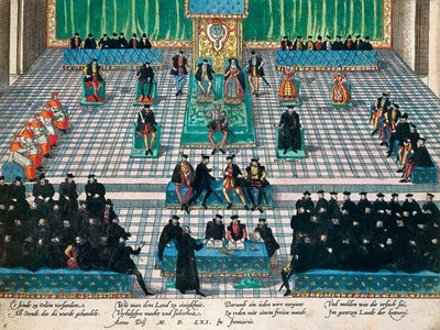 Sessão de Estados Gerais em Orleans, Janeiro 1561, gravura de Franz Hogenberg (1535-1590), França de Franz Hogenberg