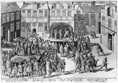 Participação em Bruges durante o governo de Fernando Álvarez de Toledo (1508-82) Duque de Alba de Franz Hogenberg