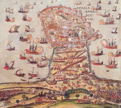 O Corsário Otomano Khayr al-Din Barbarossa contra o Exército de Charles V, de Franz Hogenberg de Franz Hogenberg