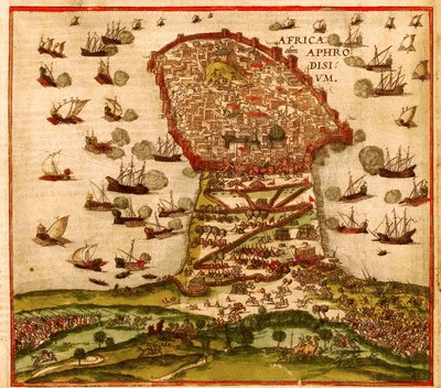 O Corsário Otomano Khayr al-Din Barbarossa contra o Exército de Charles V, de Franz Hogenberg de Franz Hogenberg