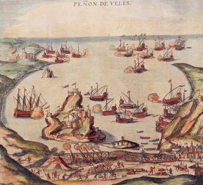 O corsário otomano Khayr al-Din Barbarossa contra o exército de Charles V, de Franz Hogenberg de Franz Hogenberg