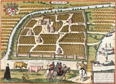 Vista de Moscovo (Moscauw), Rússia (gravura de Franz Hogenberg